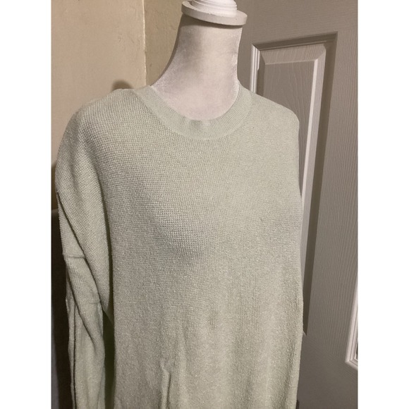 EILEEN FISHER Soft Textured Knit Linen Blend Long Sleeve Sweater Light Green M - Picture 2 of 5